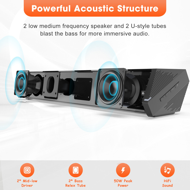 跨境批发回音壁soundbar条形电视音箱无线家庭影院 40W大功率声霸|undefined