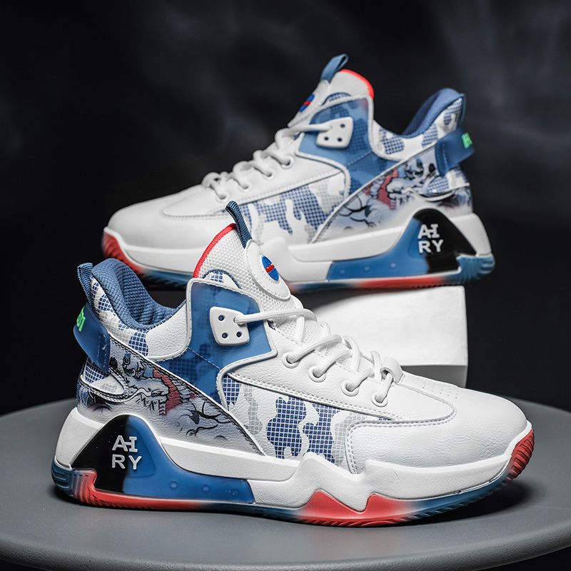 Cross-Border Men's Shoes High-Top Blue Sneakers 2024 New Autumn and Winter Sports Shoes Wholesale Men's Running Shoes National Fashion Casual Shoes