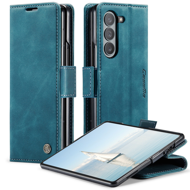 Suitable for Samsung Z Fold5 Card Leather Case New Z Fold7 Mobile Phone Case Flip Retro Foldableing Protective Case