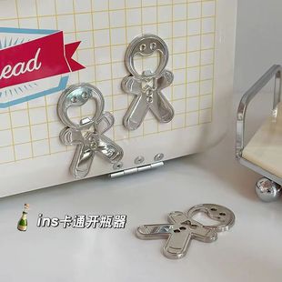 ✅Creative Gingerbread Man Bottle Opener Stainless Steel Red Wine Beer Soda Drink Open Lid Magnetic Refrigerator