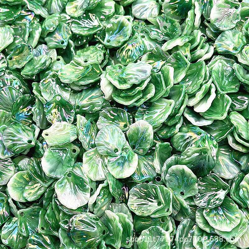 Hojas de col acrílico agujero colorido conchas chapadas camellia petal material de perlas dispersas accesorios de joyería DIY
