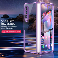 三星fold3手機殼ZFOLD3摺疊屏電鍍透明殼5g全包防摔保護皮套適用