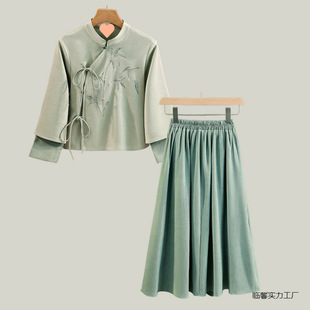 New Chinese Style Women's Two-Piece Summer Chinese Style 2025 Retro Dopamine New Style Top Improved Hanfu Half Linxin