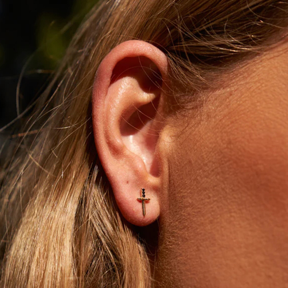 Fashion Cross Sterling Silver Inlaid Zircon Drop Earrings 1 Pair