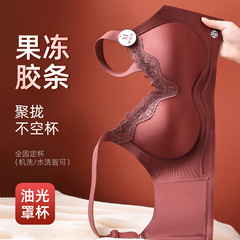 内衣女小胸聚拢薄款鎏金缎面蕾丝提拉防下垂美背塑形软支撑文胸罩