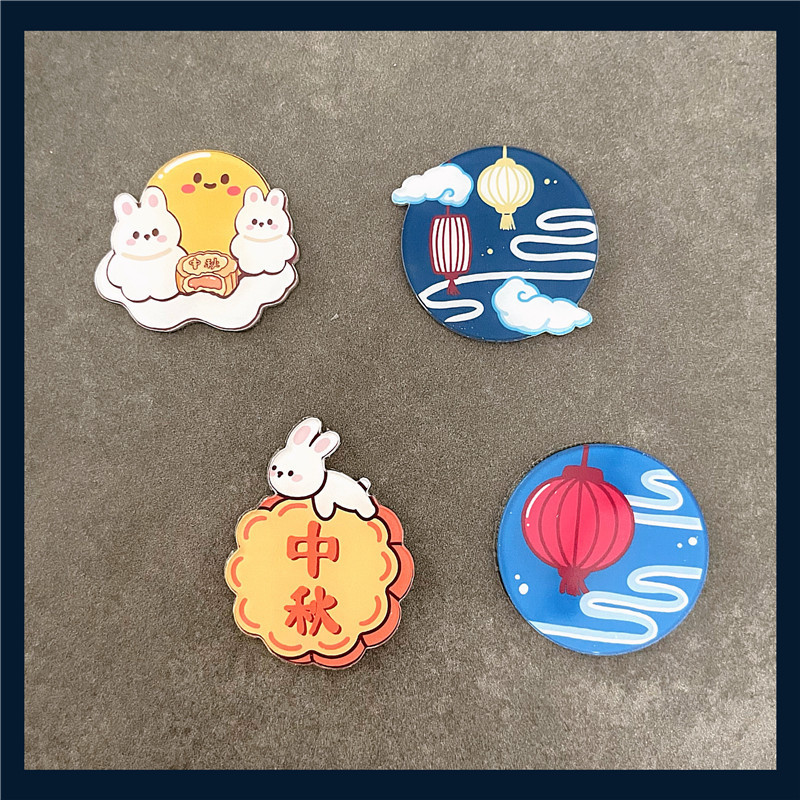 新しいかわいい月餅玉兎カニ冷蔵庫は中秋節の佳節装飾磁気貼り祝日のお祝いプレゼントを貼っている|undefined