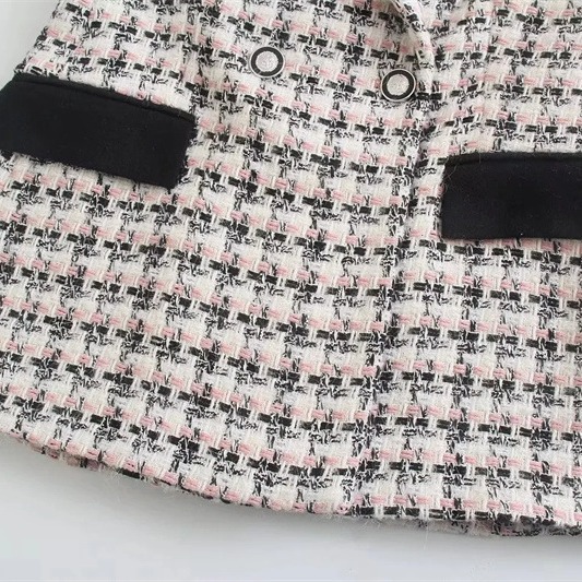 Color Collision Design Suit Jacket Autumn And Winter New Polo Collar Texture Mid-length Coat