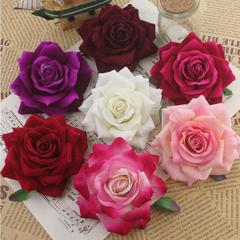 花 絨布香水玫瑰 頭飾絹花 假花 拍攝道具 婚慶擺飾 12CM
