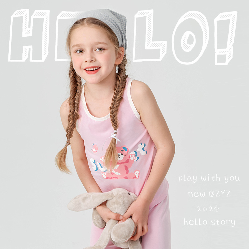 ZYZ Designer Children's Tank Top Casual Home Baby Base Layer Underwear Acrylic A-Type Unisex Children's Tank Top Summer