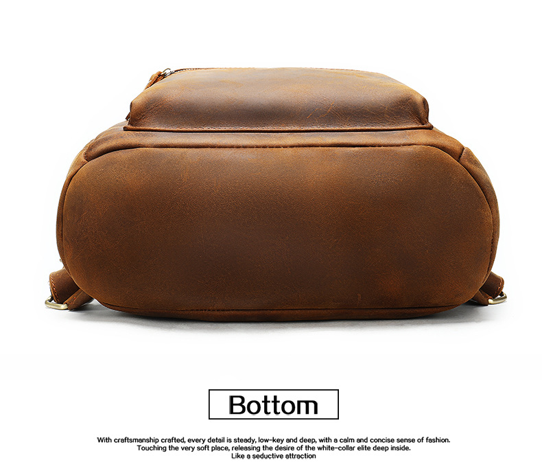 Crazy Horse Leather Men's Backpack Large Capacity Business Travel Bag Stylish Retro Cowhide Handbag_voghion.com
