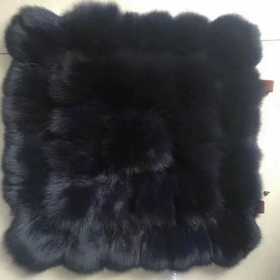 New car fox fur winter Wool pad - black-square-pad-square-version