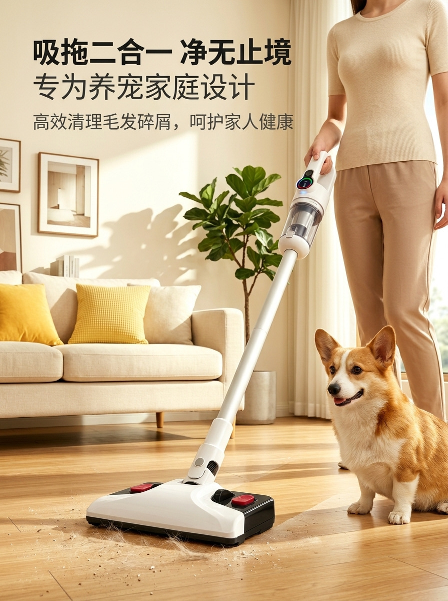 Cross-Border Car Vacuum Cleaner, Household High-Power Handheld Vacuum and Mop Combo, High-Power Cat Hair Removal Wireless Vacuum Cleaner