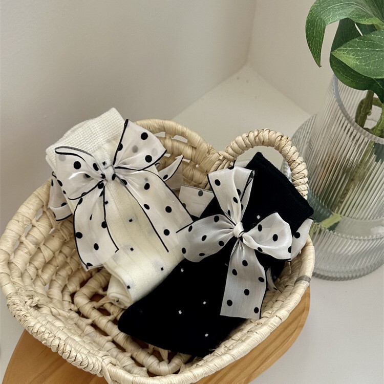 25 Spring/Summer New Socks Korean Style Side Bow Polka Dot Women's Mid-Calf Socks Lolita Sweet Slouch Socks Thin Style 25 Spring/Summer New Socks Korean Style Side Bow Polka Dot Women's Mid-Calf Socks Lolita Sweet Slouch Socks Thin Style