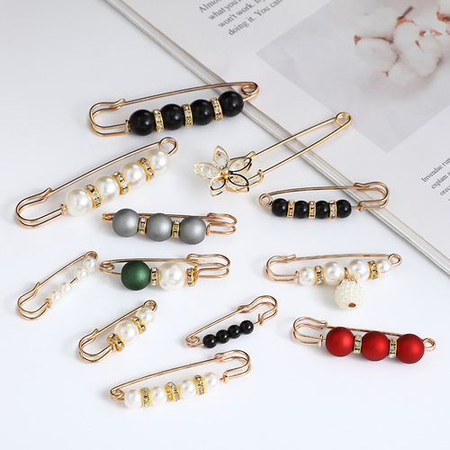 Pants waist-controlling tool, waist-controlling pins, accessories set, buckle pins to fix clothes, pearl anti-exposure brooch, women's clothing accessories