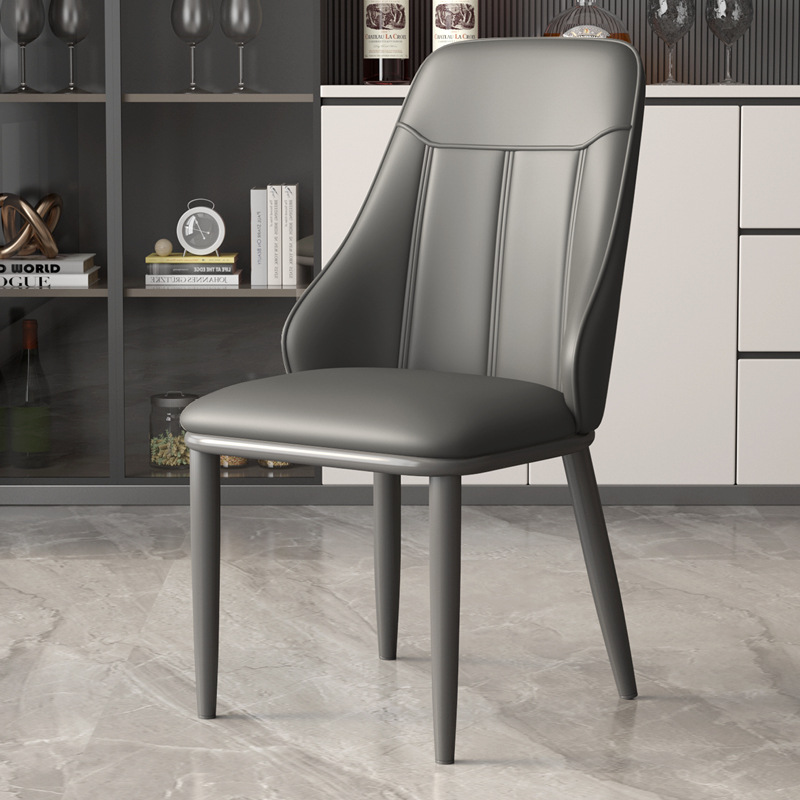 Silla de comedor de lujo ligera silla de cuero de respaldo doméstico italiano silla de comedor moderna silla de comedor en línea silla de comedor con respaldo alto