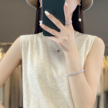 一线成衣精纺羊毛圆领无袖背心女新款薄款百搭坎肩打底针织上衣内