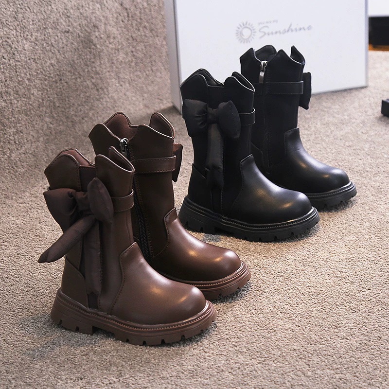 Girls' Martin Boots 2026 Autumn and Winter New Style Double Cotton Boots for Children, Baby Girls, Fleece-Lined Warm High Boots, Princess Boots