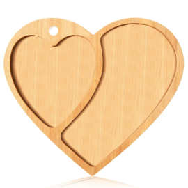 创意竹制托盘 情人节爱心切菜熟食板 分格式实木家用蛋糕点心托