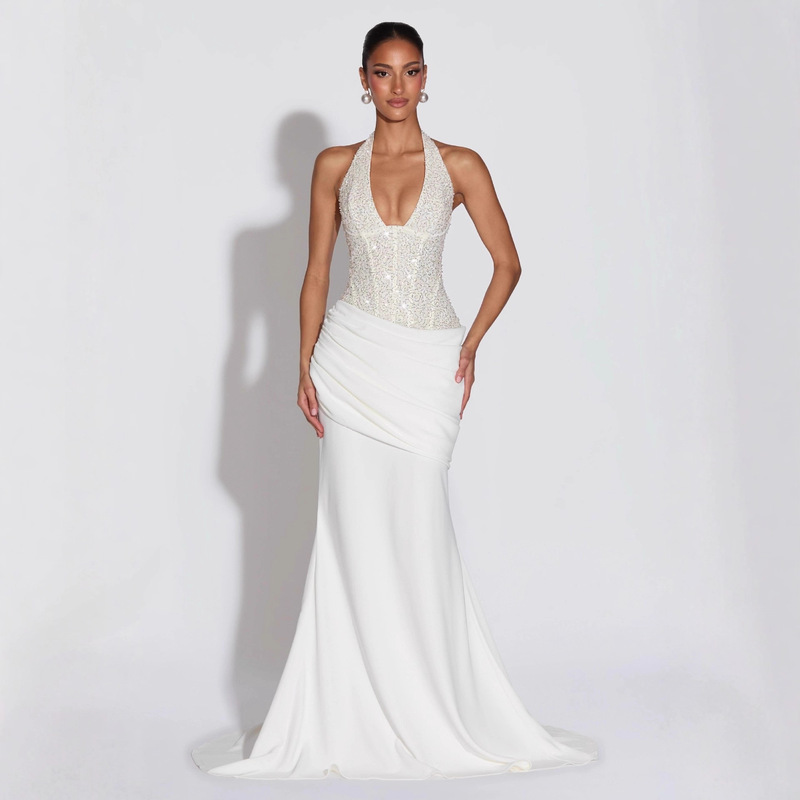 Slim-Fitting Sexy Sequined Irregular Drape Evening Dress Women's European and American Hot Style Elegant Long Dress Evening Gown Wholesale Slim-Fitting Sexy Sequined Irregular Drape Evening Dress Women's European and American Hot Style Elegant Long Dress Evening Gown Wholesale
