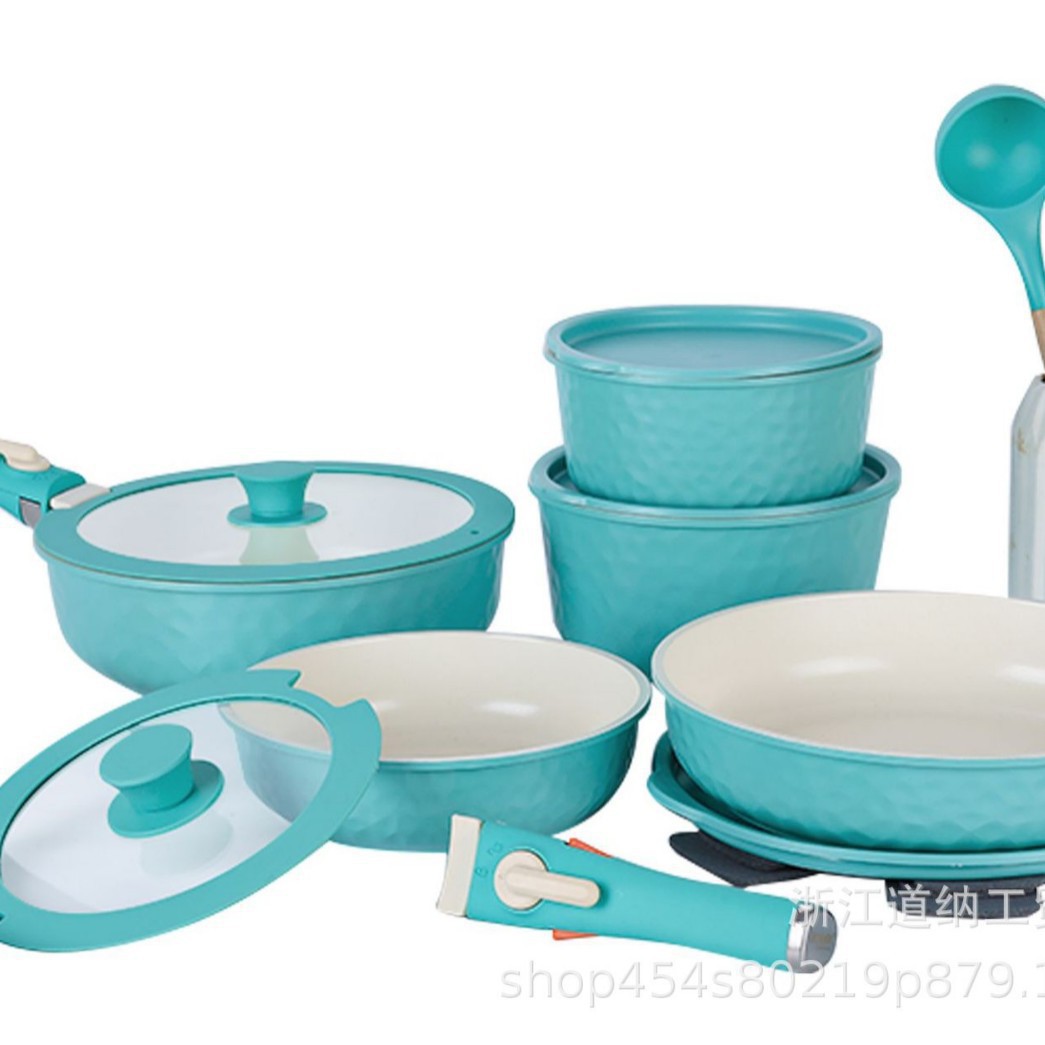 Juego de utensilios de cocina Donnor de estilo lujoso con mango desmontable, superventas para comercio exterior, compatible con cocinas de inducción, olla de fondo multicapa.