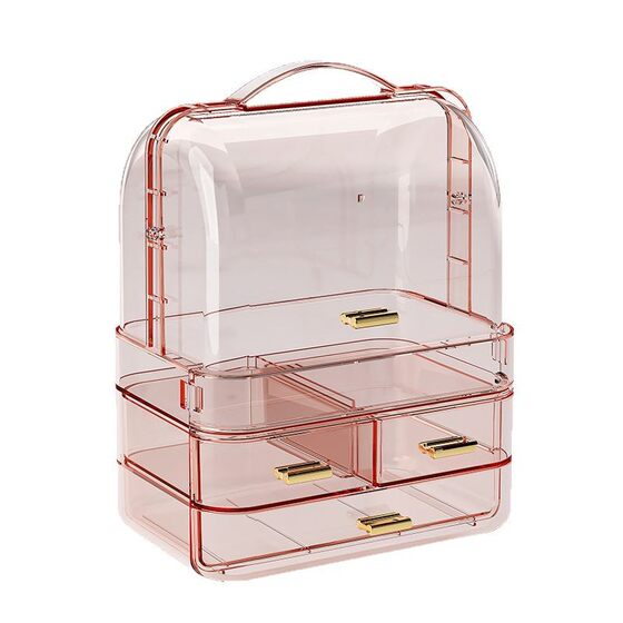 Household Light Luxury Plastic Storage Box Drawer Type Cosmetic Lipstick Storage Box Advanced Desktop Dust-proof Storage Box