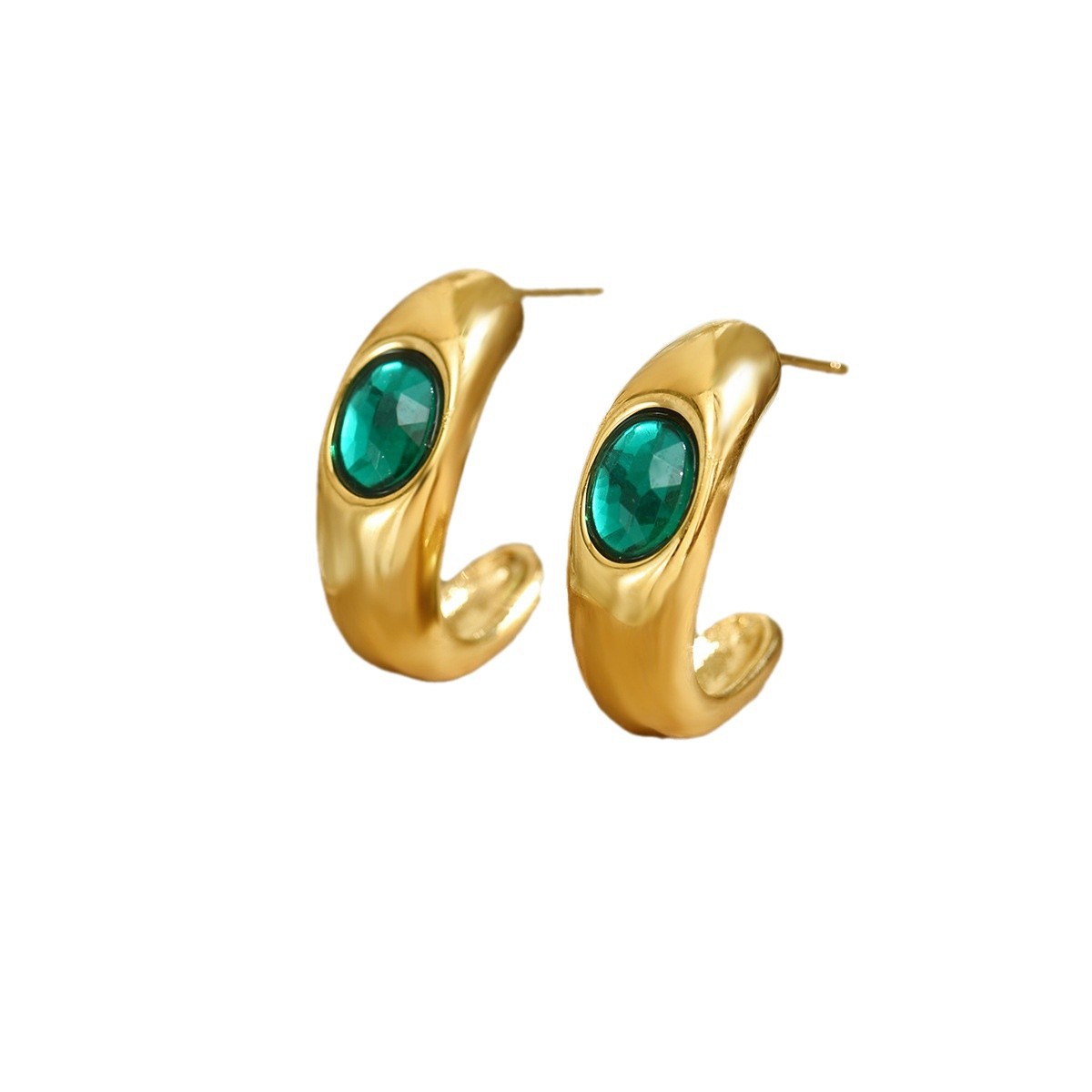 Dobbelte zirkonia øreringe i rustfrit stål til kvinder_voghion.com