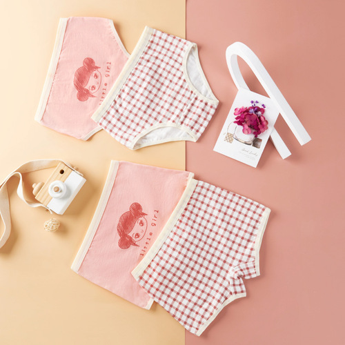 Korean children's underwear for girls, size 3-4, fine combed cotton, fresh, suitable for middle and large children, cotton shorts for girls, flat-bottomed baby girls' shorts