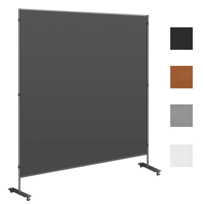 Biombos de oficina de aleación de aluminio cuidadosamente seleccionados con ruedas para facilitar su movimiento, biombos de separación para oficina, biombos plegables de tela en colores sólidos.