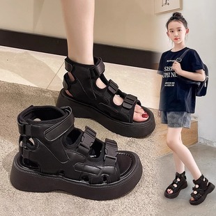 Girls Sandals 2025 Summer New Children's Easiest for Match High-Top Roman Shoes Soft Sole Beach Shoes Girls' Shoes for Middle and Large Children