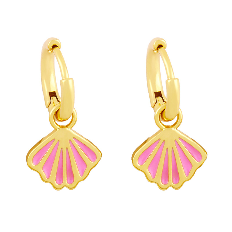 Nihaojewelry Korean Style Fan-shaped Shell Oil Drop Earrings Wholesale Jewelry display picture 3