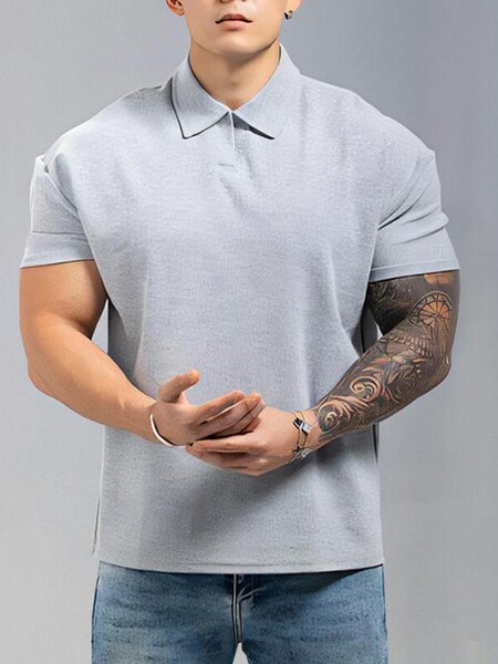 Sports solid T-shirt for leisure for gym for training