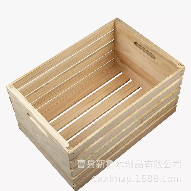 厂家现货天然实木原木色整理框 松木收纳框 木制收纳箱置物框定做