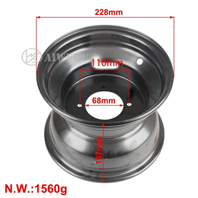 Atv Atv Accessories 19X7.00-8 Tire Hub - 8-inch-4-hole-black-rear-hub-hole-spacing-110