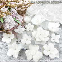 新款磨砂实色白带孔混款花朵树脂饰品配件DIY项链手链串珠材料批