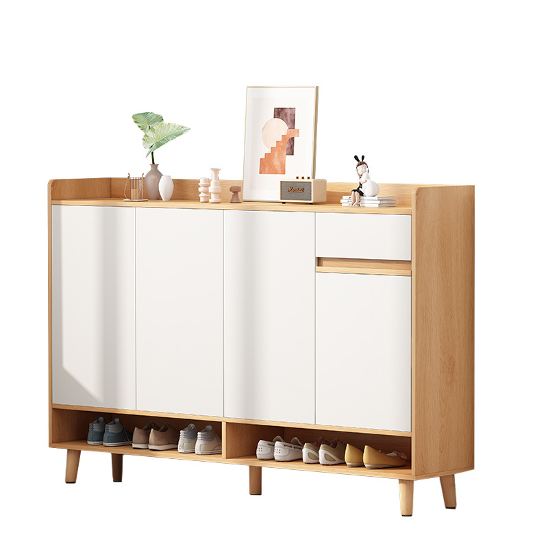 Gabinete de zapatos nórdico puerta de entrada casero balcón armario de almacenamiento simple entrada moderna gran capacidad rack de zapatos de piernas de madera sólida image 6