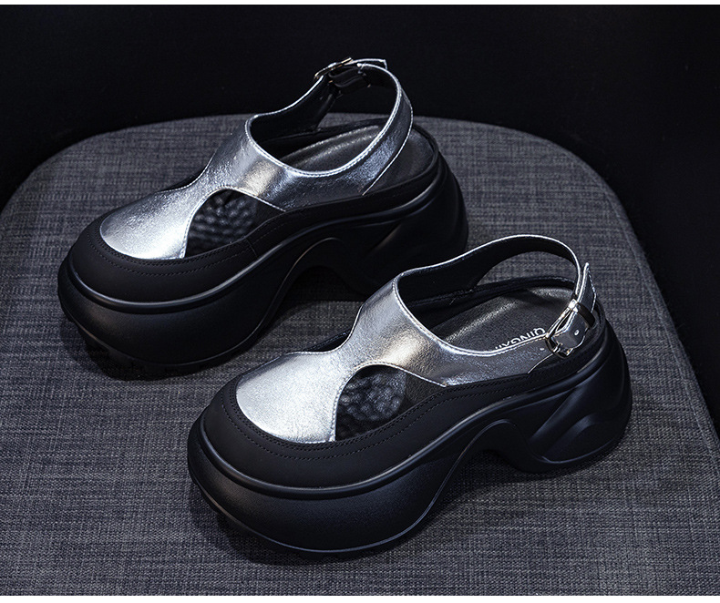Sandal nữ đế dày mũi bít phong cách La Mã — M2897 xanh lá, M2897 bạc, M2897 màu mơ, M2897 màu da báo chi tiết 14