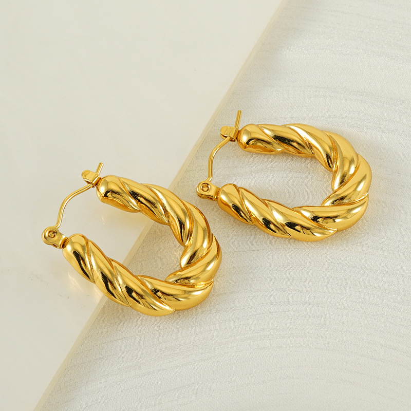 Orejas en forma de U de viento INS atmosférico transfronterizo europeo y americano, hebilla de oreja, pendiente de giro de acero inoxidable de alta calidad para mujer, fábrica al por mayor