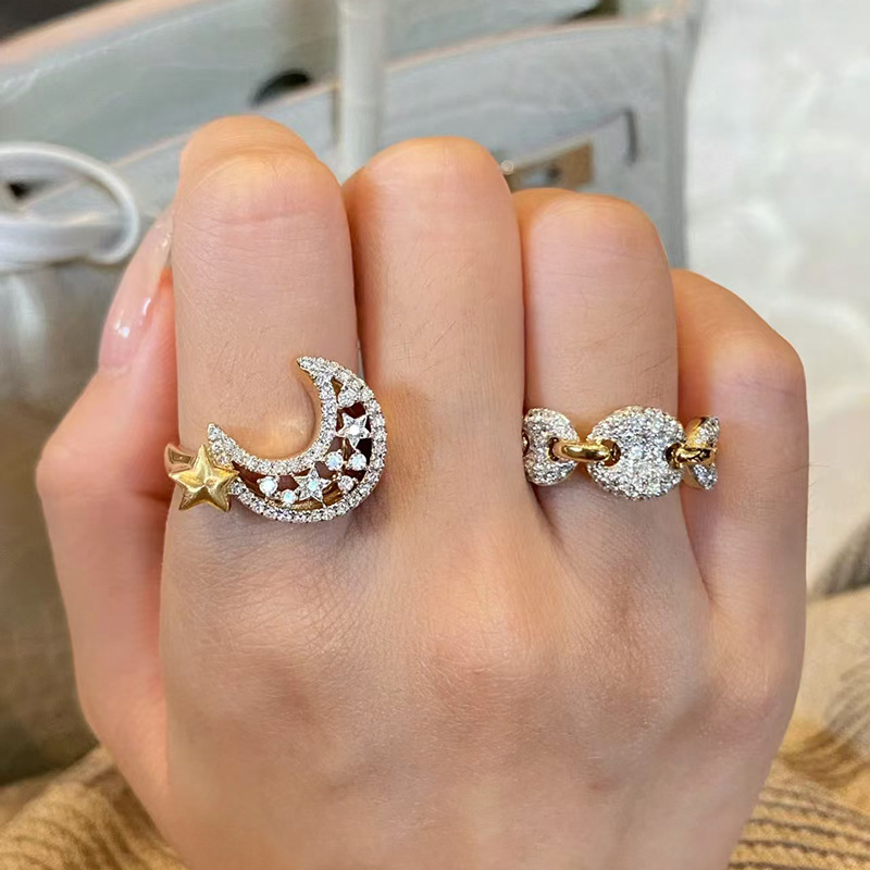 6g Weight Zircon Inlay Material Wholesale Jewelry Casual Star Copper Zircon Inlay Rings