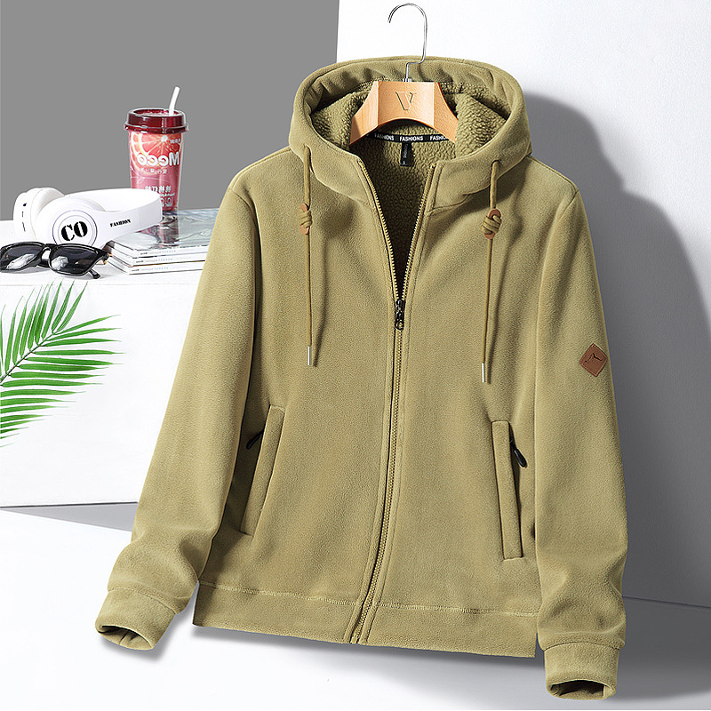2025 Autumn and Winter Couple Fleece Hooded Warm Sweatshirt Casual Easiest for Match Polar Fleece Thickened Cardigan Top Tops