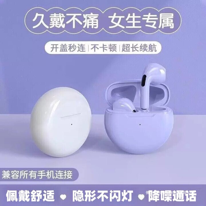 Huaqiangbei Pro6 Bluetooth Headphones Round Sports 2025 New Wireless Headphones with Noise Reduction and High Sound Quality Suitable for Android