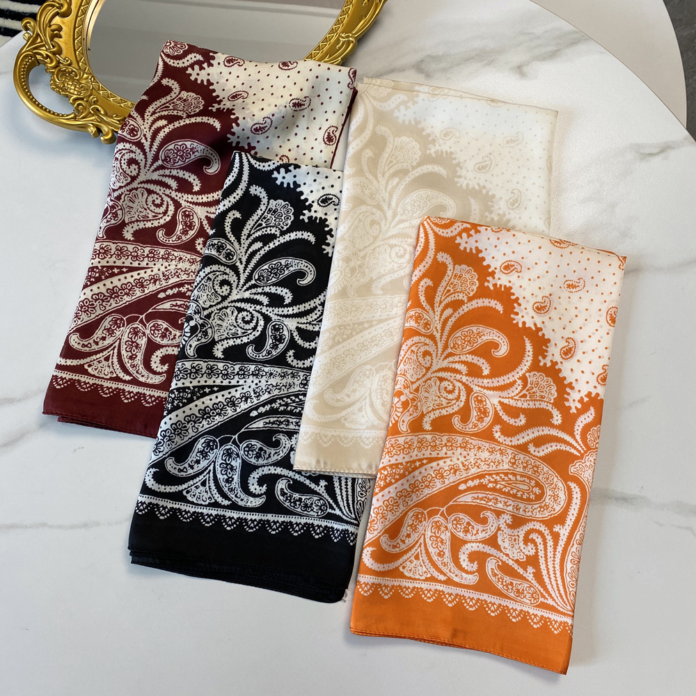 50g Weight Silk Scarf Classification Women's Retro Ethnic Style Cashew Nuts Satin Silk Scarf