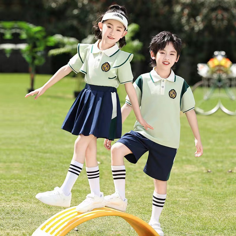 Summer school uniform set for primary school students, children's graduation photos, sports meet, summer short-sleeved kindergarten uniform, summer clothes