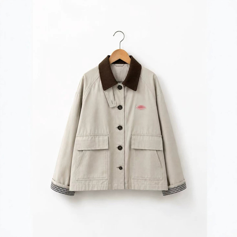 Item number 26A1391 Japanese-style simple solid color zip-up jacket for women, new autumn and winter versatile slim-fit stylish jacket