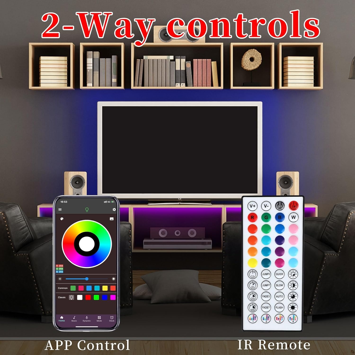 Nuevos productos transfronterizos 24V3535RGB banda de luz 44 teclas música bluetooth APP atmósfera banda de luz LED barra de luz autoadhesiva luz suave