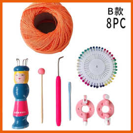 红绣新品木头娃娃编绳器 儿童手工DIY编织工具绒球器套装钩针工具