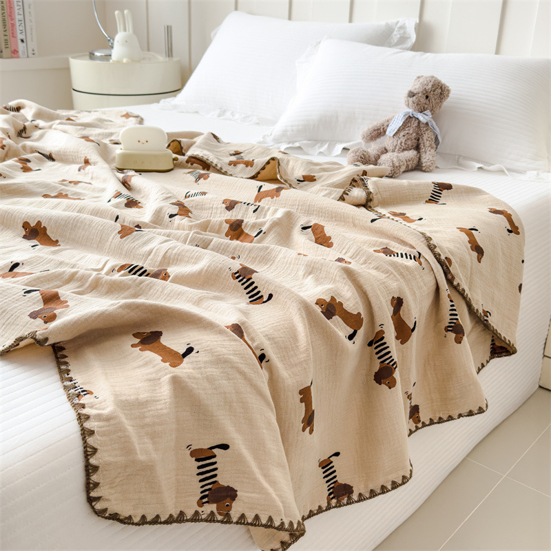 Classe A algodón de doble capa de hilo, manta de verano, manta de aire acondicionado de algodón delgada, manta de sofá dormitorio para cama image 23