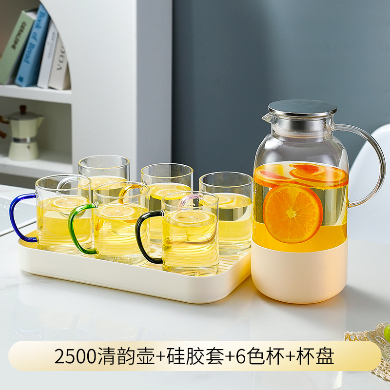 Кувшин стеклянный Hongzhu Qingyun 2500мл с чехлом, стаканами и подносом