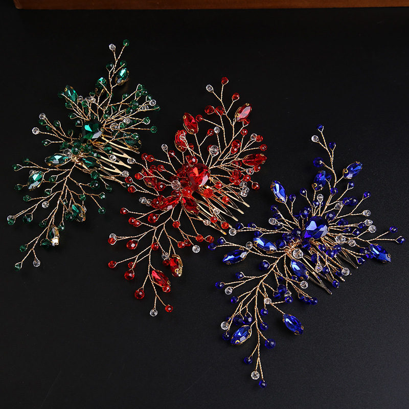 Handmade rhinestone hair comb, crown-style bridal headpiece, wedding hair pins, and accessories&mdash;perfect for bridal updos and wedding hairstyles.