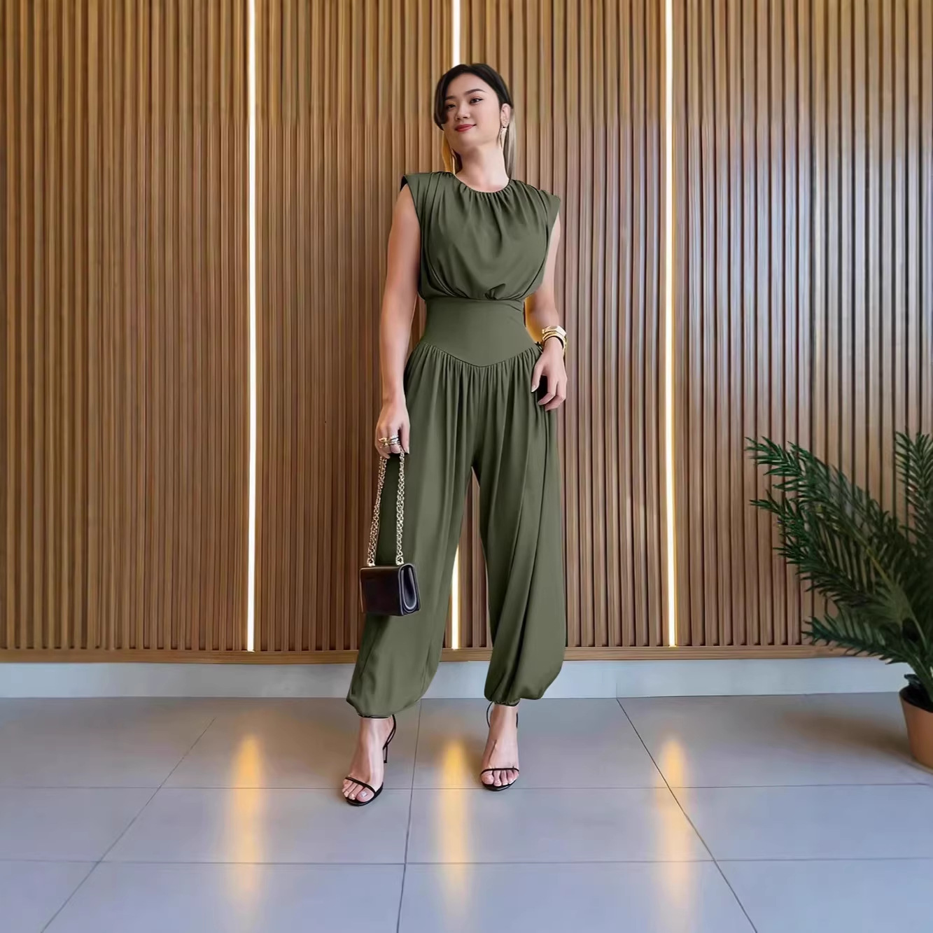 New Women's Casual Jumpsuit Yoga Wear With Lantern Pants Dance Exercise Trousers_ecoleips.com
