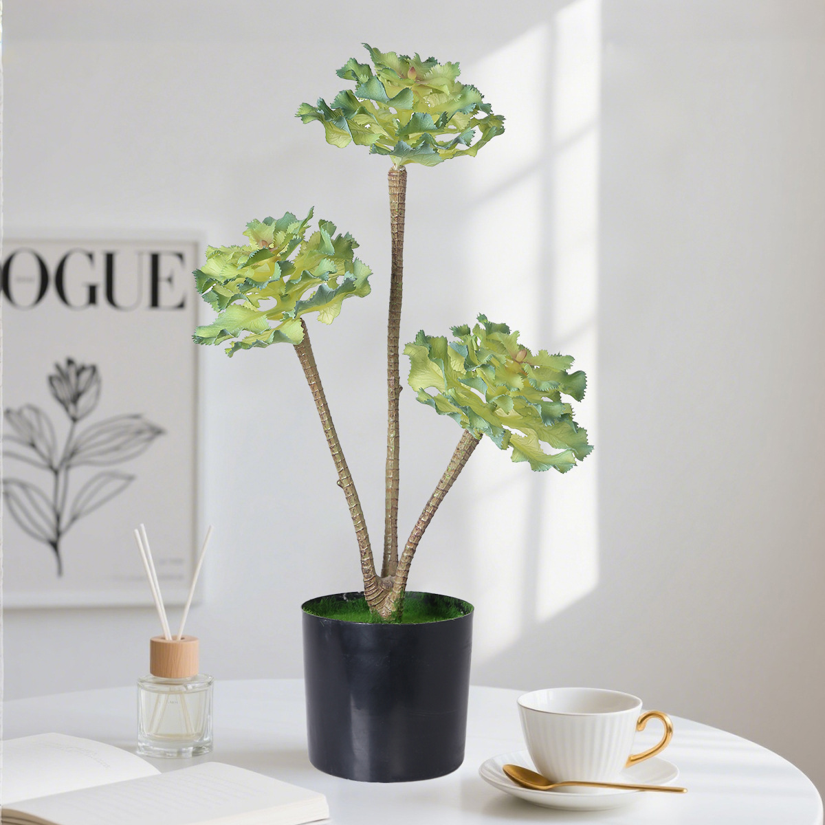 Simulación multi-carneado conjunto de plantas verdes pequeños bonsai transfronterizos flores de simulación decoración del hogar adornos de escritorio plantas de plástico flores falsas image 3